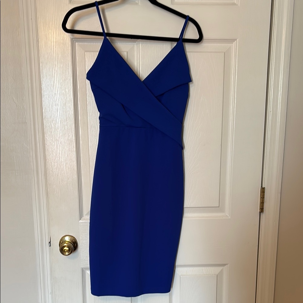 Lulu's Blue Spaghetti Strap Sheath Midi Dress